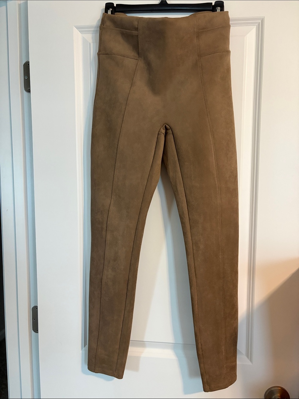 Spanx Faux Suede High-Waisted Leggings Caramel Brown Medium